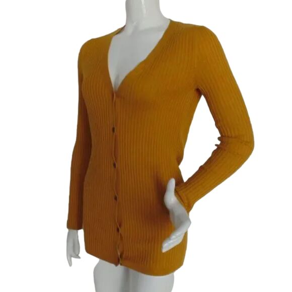VERA WANG Lavender Label Sweater, S, Mustard yellow, Silk & Cashmere, Ribbed - Picture 3 of 15